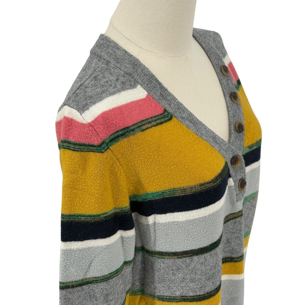 Anthropologie Striped Button Front V Neck Sweater Size L - Picture 4 of 5